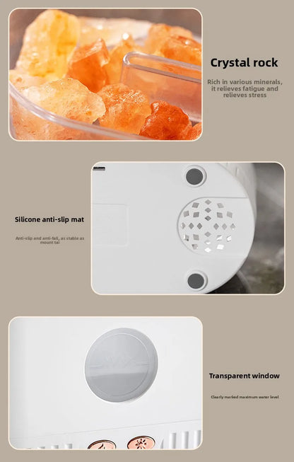 Hot Sale Low Price Customizable Logo Packaging Crystal Rock Aromatherapy Diffuser Humidifier Household 1 Year Plastic Essential