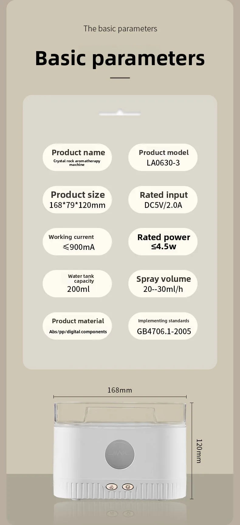 Hot Sale Low Price Customizable Logo Packaging Crystal Rock Aromatherapy Diffuser Humidifier Household 1 Year Plastic Essential