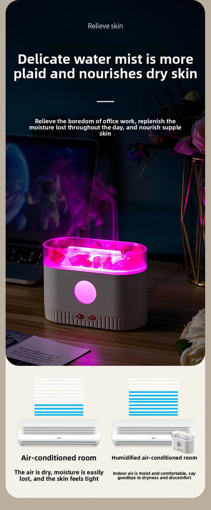 Hot Sale Low Price Customizable Logo Packaging Crystal Rock Aromatherapy Diffuser Humidifier Household 1 Year Plastic Essential