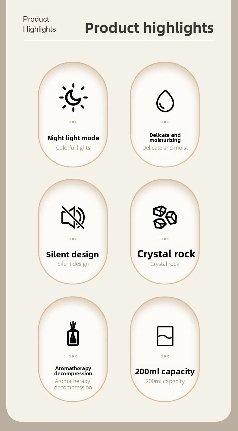 Hot Sale Low Price Customizable Logo Packaging Crystal Rock Aromatherapy Diffuser Humidifier Household 1 Year Plastic Essential