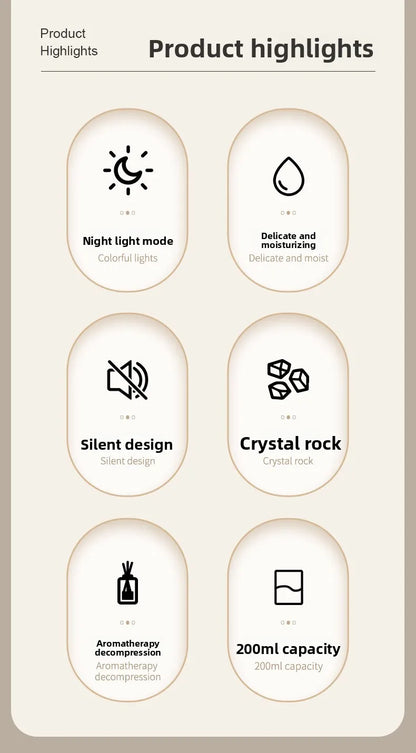 Hot Sale Low Price Customizable Logo Packaging Crystal Rock Aromatherapy Diffuser Humidifier Household 1 Year Plastic Essential