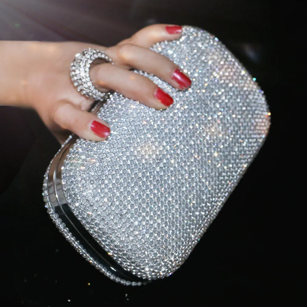 SEKUSA Evening Clutch Bags Diamond-Studded Evening Bag With Chain