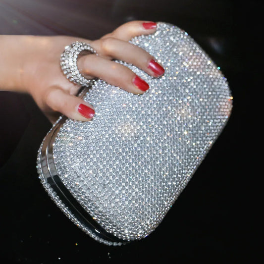 SEKUSA Evening Clutch Bags Diamond-Studded Evening Bag With Chain